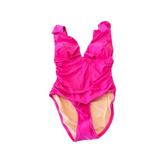 **NWT** J. Crew Pink Ruffle One Piece Swimsuit size 10 - Picture 4 of 9